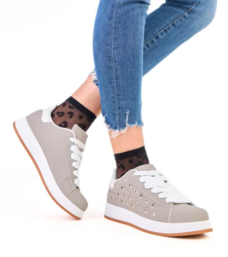 Szare sneakersy na platformie z nitami Adelis 36 na Arena.pl