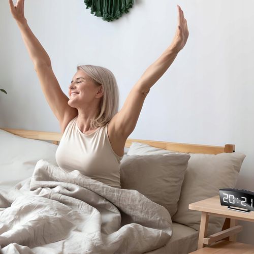 ZEGAR ELEKTRONICZNY BUDZIK LUSTRO STOJĄCY WYŚWIETLACZ LED TERMOMETR na Arena.pl