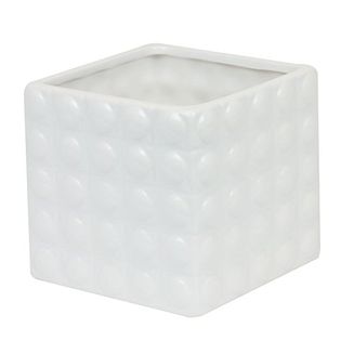 Doniczka biała osłonka 3D 18x15 ceramiczna
