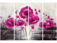 120CM 80 OBRAZ 4 ELEM RÓŻOWE MAKI ŚCIENNY