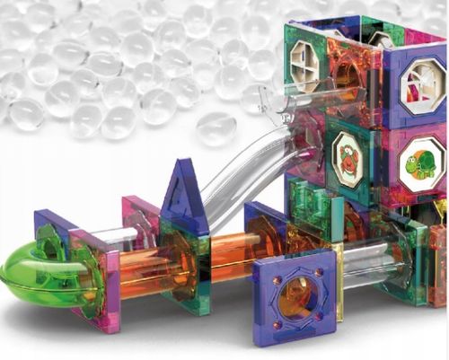 Magnetyczne Klocki Konstrukcyjne DIY 3D Tor Kulkowy Święcący 73 ELEMENTY na Arena.pl