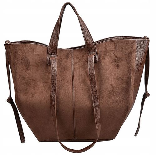 GALLANTRY Torebka damska CASUAL na ramię SHOPPER czekolada DUŻA A4 ZAMSZ na Arena.pl