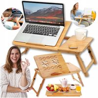 Stolik pod Laptopa bambusowy do Łóżka Taca Podstawka Regulowana Skladana