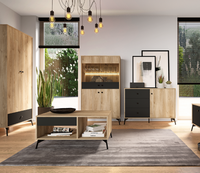 Meblościanka Zestaw Mebli Do Salonu 1 Dąb Castello + Czarny AGNES ML
