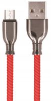 Kabel do ładowania i synchro SETTY USB - micro USB w oplocie czerwony 1m 3A