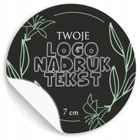 Naklejki ETYKIETY REKLAMOWE twoje LOGO dowolny nadruk napis 7 cm 100 sztuk