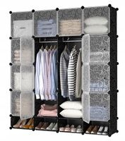 DUŻA MODUŁOWA SZAFA GARDEROBA PÓŁKA WIESZAK XXL CZARNA WYSOKA POJEMNA