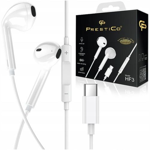 UNIWERSALNE PRZEWODOWE SŁUCHAWKI DOUSZNE USB-C Z PILOTEM | PRESTICO na Arena.pl