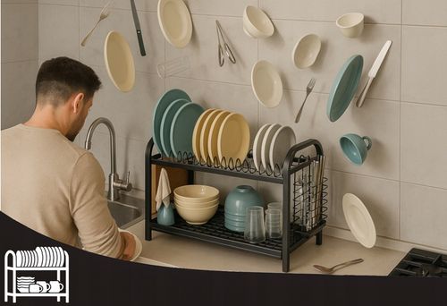 SUSZARKA DO NACZYŃ DWUPOZIOMOWA OCIEKACZ TALERZE SZTUĆCE + UCHWYT NA na Arena.pl