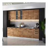 MEBLE KUCHENNE KUCHNIA ZESTAW SZAFKI MODUŁOWE BLAT JOLA 2,6M DĄB WOTAN