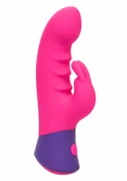 bunny vibrator model z uszami, silikonowy, wodoodporny, rożowy