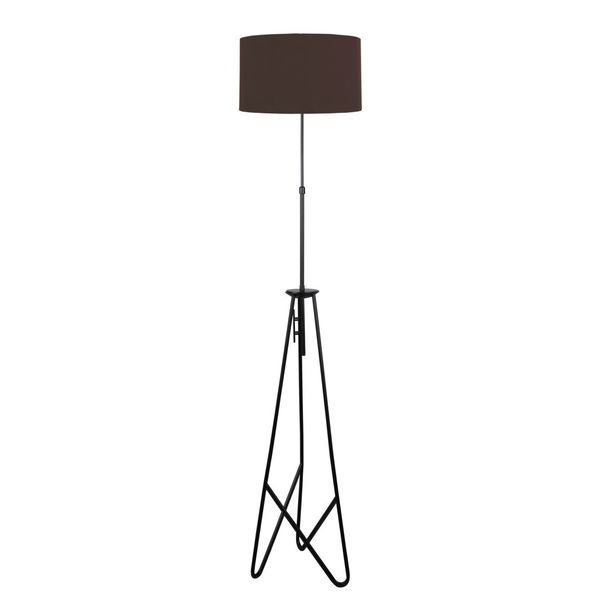 Float lampa podłogowa czarna 1x60W E27 abażur brązowy zdjęcie 2