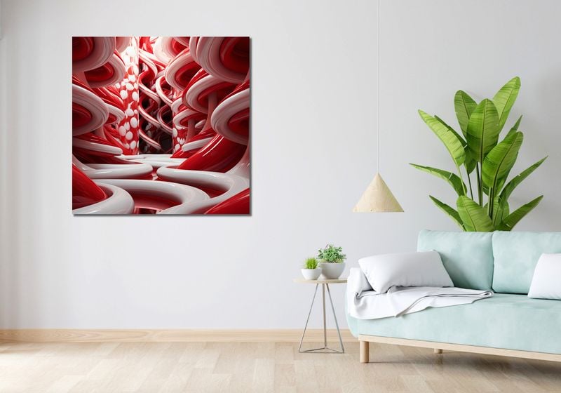 Obraz 100x100cm Czerwone Wiry zdjęcie 2