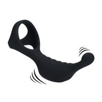 Vibrating Silicone Prostate Stimulator With Tri O Cockring - Black