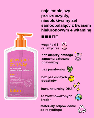b.tan Glow Your Own Way Przezroczysty Żel Samoopalający 437ml na Arena.pl