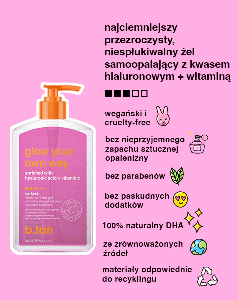 b.tan Glow Your Own Way Przezroczysty Żel Samoopalający 437ml zdjęcie 6