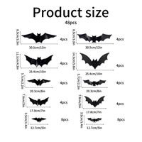 Naklejki LED 3D nietoperze samoprzylepne, 48 szt.