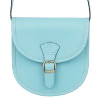 VERA PELLE torebka skórzana listonoszka z paskiem V607 j.niebieska