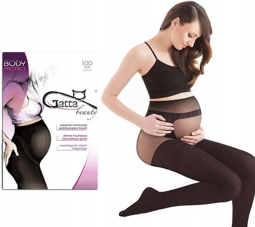 Ciążowe rajstopy GATTA gładkie matowe BODY PROTECT 100 den 3-M nero na Arena.pl
