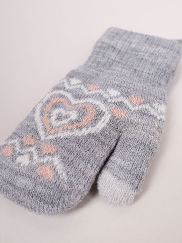 Rękawiczki dziewczęce jeden palec ze sznurkiem wzór szare 12 cm YOCLUB na Arena.pl