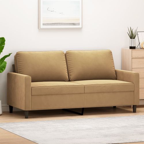 Sofa 2-osobowa, brązowa, 140 cm, tapicerowana aksamitem na Arena.pl