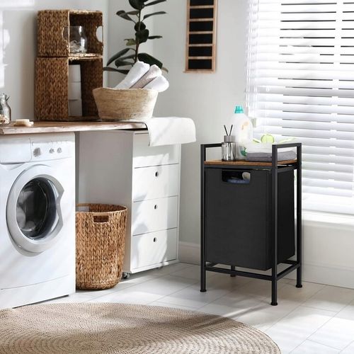 Kosz na pranie z półką INDUSTRIALNY LOFT DREWNIANY 72x50x33 (W010) na Arena.pl