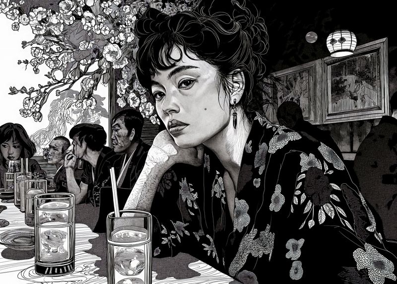 Plakat 70x50cm Czarne Kimono zdjęcie 1