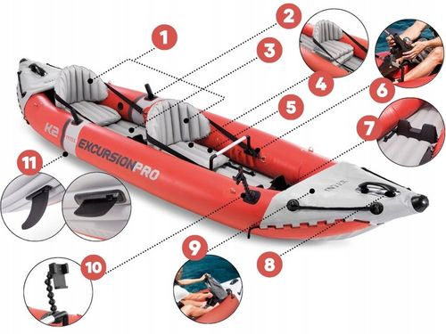 Kajak 2os. Excursion PRO Intex 68309 Pompka Wiosla MODEL 2024 na Arena.pl