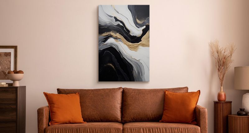 Obraz Do Salonu MARMUR Czarno-Biała Abstrakcja Elementy Złota 120cm x 80cm zdjęcie 8