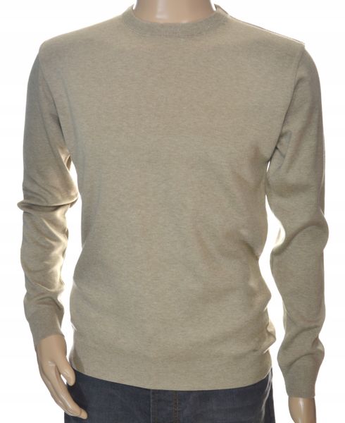 Sweter męski gładki klasyczny wełniany z wełny niegryzący M beżowy 1705 zdjęcie 1