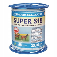 TAŚMA OGRODZENIOWA SUPER S15 BIAŁO-NIEBIE POMELAC