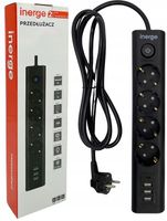 PRZEDŁUŻACZ LISTWA ZASILAJĄCA 4 GNIAZDA 2m 4x ŁADOWARKA USB 3x1,5MM² LED