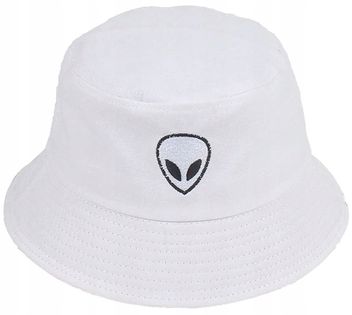Czapka ufo BUCKET HAT kapelusz RYBACKI ALIEN  KR10_Biały
