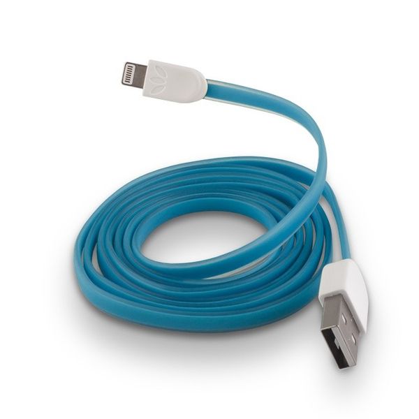 Kabel Forever do iPhone 8-PIN silikonowy płaski niebieski zdjęcie 1