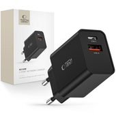tech-protect nc30w 2-port network charger pd30w/qc3.0 black