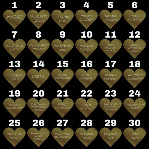 KUPONY PRZYJEMNOŚCI ZDRAPKI 12 sztuk DLA CHŁOPAKA DZIEWCZYNY WALENTYNKI na Arena.pl