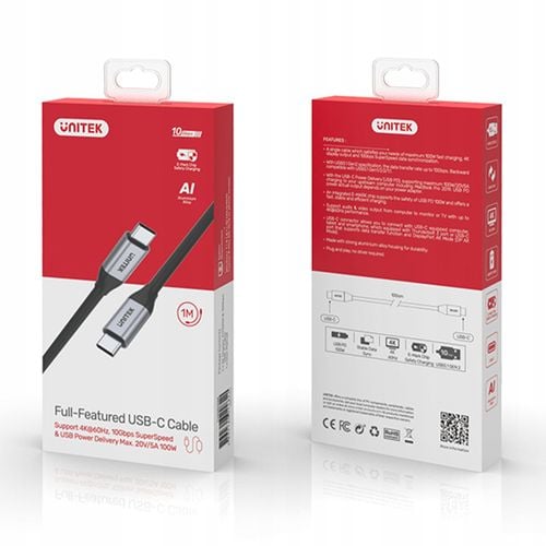 Kabel USB Unitek Kabel USB-C - USB-C - PD 100W, 10 Gbps na Arena.pl