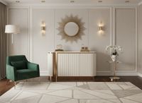 Ryflowana komoda biała złota Nutris Glamour Premium z blatem marmurowym 158