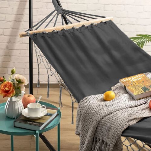 Hamak boho 200x100 - ciemno szary na Arena.pl