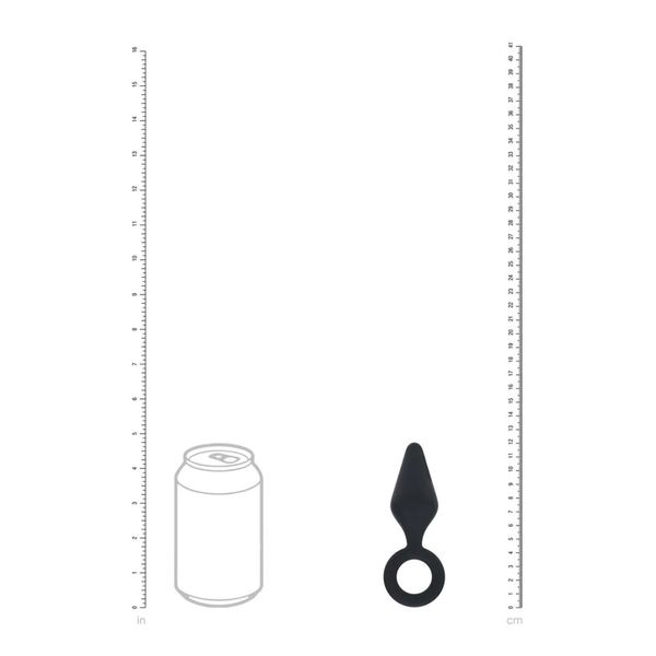 Silicone Anal Plug With Loop - S - Black zdjęcie 6
