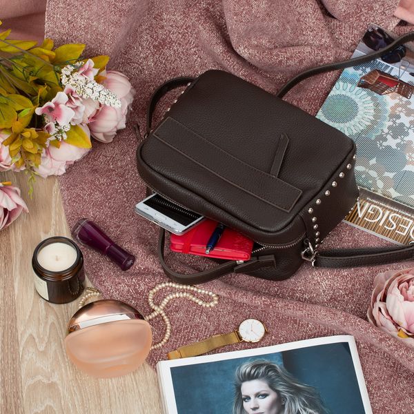 VERA PELLE torebka skórzana kuferek listonoszka z paskiem V167 c.brązowa zdjęcie 3