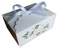 Pudełko Pudełka kartonik na ciasto podkładka biała wstążka kpl. 10 szt.