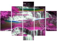 105CM 150CM ZEGAR 5 ELEM FIOLETOWA KASKADA DRUK OBRAZ