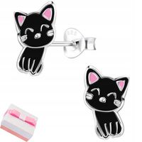 Kolczyki srebrne dla dziewczynki kotki wkrętki sztyfty wkrętki próba 925