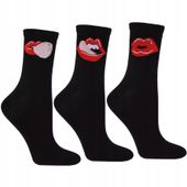 Skarpetki Bawełniane Czarne Skarpety Wstawki Kolor ZESTAW 3-PAK 35-38 MORAJ