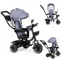 ROWEREK TRÓJKOŁOWY ECOTOYS SZARY Z OBRACANYM SIEDZENIEM I DASZKIEM