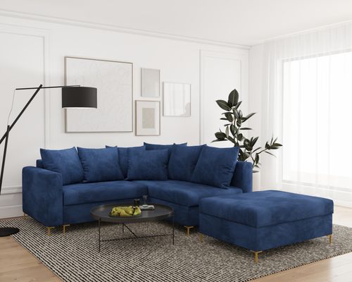 Kanapa Narożnik z Funkcją Spania i Pojemnik LOFT Mini Prince Granat Prawy na Arena.pl