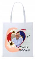 Mateusz Morawiecki Pis Torba Eco Biała Shopper Z Nadrukiem Ze Zdjęciem