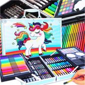 ZESTAW DO MALOWANIA PLASTYCZNY KREATYWNY DLA DZIECI WALIZKA KREDKI KOLORY