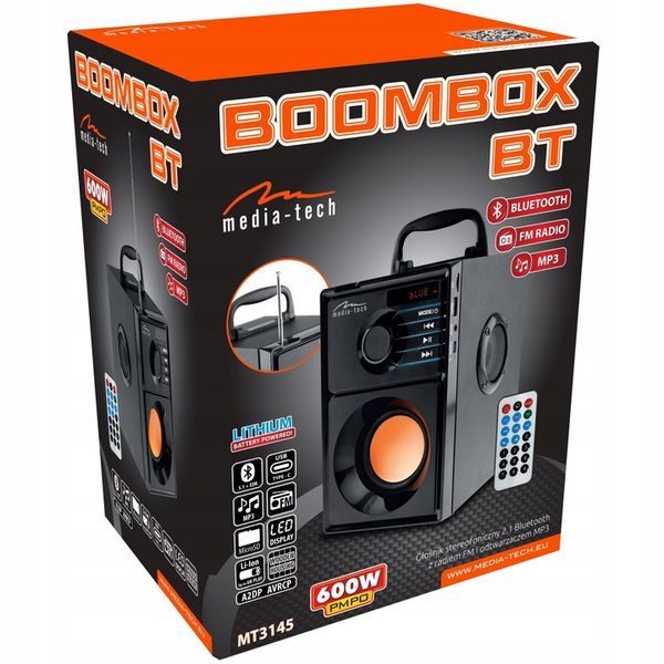 Głośnik BOOMBOX MediaTech MT3145 BT FM 600W USB SD zdjęcie 3